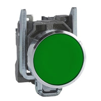 XB4BA31 | Harmony, 22mm push button, green flush, spring return, 1 NO, unmarked | Square D by Schneider Electric
