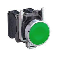 XB4BA35 | Push button, Harmony XB4, metal, flush, green, 22mm, spring return, unmarked, 1NO+1NC | Square D by Schneider Electric