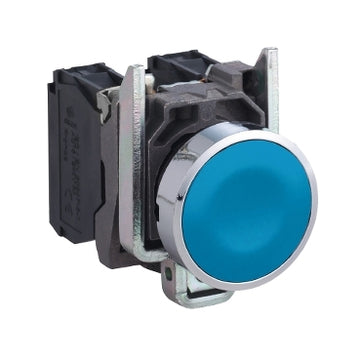 Square D XB4BA61 Harmony Blue Flush Complete Pushbutton, 22mm, Spring Return, 1 NO "unmarked"  | Blackhawk Supply