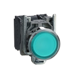 Square D XB4BW33G5 Illuminated push button, metal, flush, green, Dia22, spring return, 110...120 V AC, 1 NO + 1 NC  | Blackhawk Supply