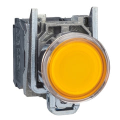 Square D XB4BW35G5 Illuminated push button, metal, flush, orange, Dia 22, spring return, 110...120 V AC, 1 NO + 1 NC  | Blackhawk Supply