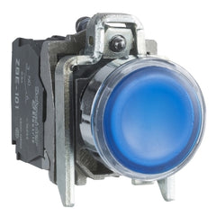 Square D XB4BW36G5 Illuminated push button, metal, flush, blue, Dia 22, spring return, 110...120 V AC, 1 NO + 1 NC  | Blackhawk Supply