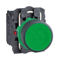XB5AA35 | Green flush complete pushbutton dia22 spring return 1N0+1NC unmarked | Square D by Schneider Electric
