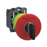 XB5AS9442 | Emergency stop switching off, Harmony XB5, plastic, red mushroom 40mm, 22mm trigger latching key release, 1NC | Square D by Schneider Electric