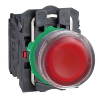 XB5AW34B5 | Harmony Flush Complete Illuminated Pushbutton, 22mm, Red, Spring Return, 1NO + 1NC, 24V AC/DC | Square D by Schneider Electric