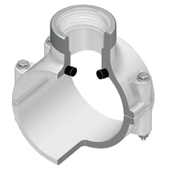 Spears 467S-249SR 2X1 PVC CLAMP SADDLE REINFORCED FEMALE THREAD BUNA SS BOLT  | Blackhawk Supply