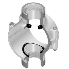 Spears 469-530SR 6X3 PVC CLAMP SADDLE DOUBLE OUTLET REINFORCED FEMALE THREAD BUNA ZINC BOLT  | Blackhawk Supply