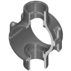 Spears 868-530 6X3 PVC CLAMP SADDLE DOUBLE OUTLET SOCKET EPDM ZINC BOLT  | Blackhawk Supply
