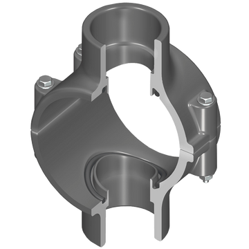 Spears 868-418 4X1-1/4 PVC CLAMP SADDLE D/O SOC EPDM ZN  | Blackhawk Supply