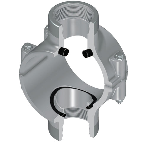 Spears 869V-575CSR 8X1 CPVC CLAMP SADDLE DOUBLE OUTLET REINFORCED FEMALE THREAD FKM ZN  | Blackhawk Supply