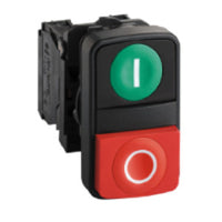 XB5AL73415 | Harmony Green Flush/Red Projecting Illuminated Double-Headed Pushbutton, 22mm, 1 NO + 1 NC, 600V Pack of 100 | Square D by Schneider Electric