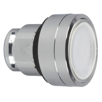 ZB4BA18 | Illuminated push button head, metal, flush, white, Ø22, spring return, integral LED, for insertion legend, unmarked | Square D by Schneider Electric