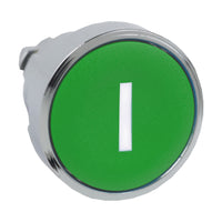 ZB4BA331 | Push button head, metal, flush, green, Dia 22, spring return, marked I | Square D by Schneider Electric