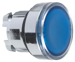 Square D ZB4BA68 Illuminated push button head, metal, flush, blue, Ø22, spring return, integral LED, for insertion legend, unmarked  | Blackhawk Supply