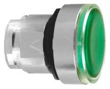 Square D ZB4BH033 Illuminated push button head, metal, flush, green, Ø22, push-push, integral LED,  | Blackhawk Supply