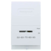 T827K1009 | VERTICAL HEAT ONLY 12 VDC OR 750MV MECHANICAL THERMOSTAT. TERMINALS: R, W. SCALE: 50-90F. SYSTEM SWITCH: HEAT/OFF. NO FAN SWITCH | Resideo