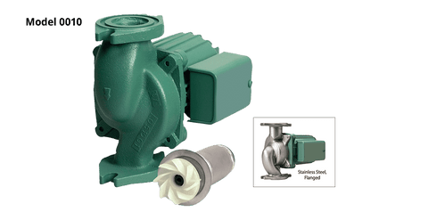 Taco 0010-SF3Y Circulator Pump | Stainless Steel | 1/8 HP | 230V | Single Phase | 1.1A | 3250 RPM | Flanged | 30 GPM | 9ft Max Head | 150 PSI Max Press. | Series 0010  | Blackhawk Supply