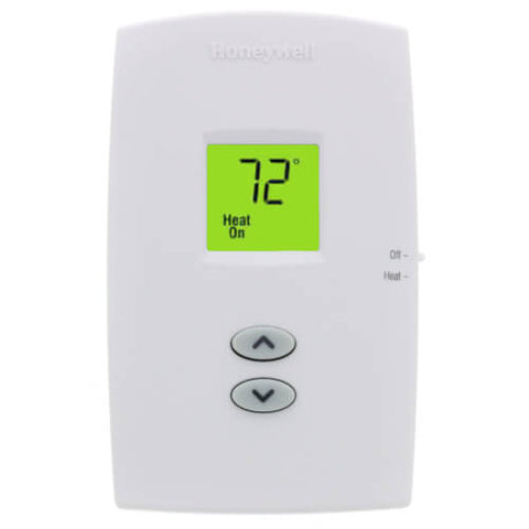 Resideo TH1100DV1000 PRO 1000 VERTICAL NON-PROGRAMMABLE DIGITAL THERMOSTATS, BACKLIT DISPLAY ,DUAL POWERED (24VAC AND/OR BATTERY). HEAT ONLY.  | Blackhawk Supply