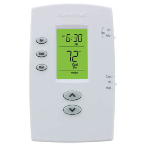 Resideo TH2110DV1008 PRO 2000 VERTICAL PROGRAMMABLE DIGITIAL THERMOSTATS, BACKLIT DISPLAY, DUAL POWERED (24VAC AND/OR BATTERY). 1 HEAT 1 COOL  | Blackhawk Supply