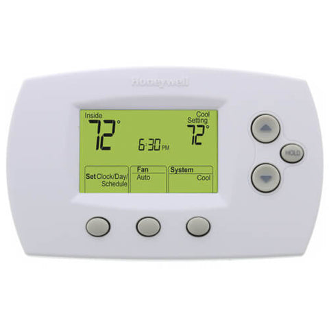 Resideo TH6220D1002 FOCUSPRO 6000 5-1-1 PROGRAMMABLE DIGITAL THERMOSTATS, BACKLIT DISPLAY, DUAL POWERED (24VAC AND/OR BATTERY). UP TO 2H/2C. 3.75 SQ. IN. DISPLAY  | Blackhawk Supply