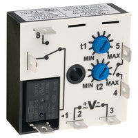 THR-16568-10-12T | Delayed interval (switch trigger) | 24V AC/DC | 10A SPDT | 0.6 - 60 seconds | 0.05 - 5 seconds | Encapsulated | Analog | Macromatic