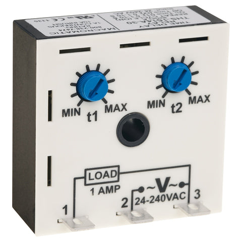 Macromatic THS-1314A-08R1-32R1 Repeat cycle (OFF 1st) | 24 - 240V AC | 1A Normally Open (Solid State) | 0.01 - 1 second | .01 - 1 second | Encapsulated | Analog | 100k (Standard) | 100k (Standard) Pack of 2 | Blackhawk Supply