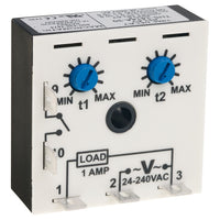 THS-1654A-36R9-34T | Delayed interval (switch trigger) | 24 - 240V AC | 1A Normally Open (Solid State) | 0.01 - 1 second | .01 - 1 second | Encapsulated | Analog | 2M | Macromatic