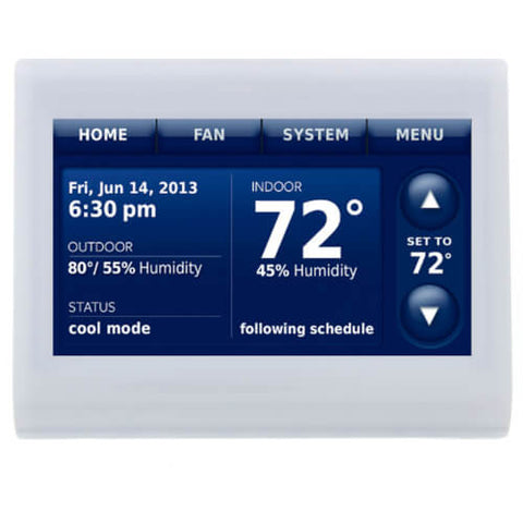 Resideo THX9421R5021WW WHITE FRONT/WHITE SIDES PRESTIGE COLOR TOUCHSCREEN THERMOSTAT WITH REDLINK TECHNOLOGY. RESIDENTIAL OR COMMERCIAL USE. 7 DAY PROGRAMMABLE. UP TO4H/2C HEAT PUMP OR UP TO 3H/2C CONVENTIONAL  | Blackhawk Supply