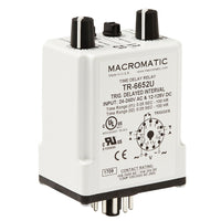 TR-6822U | Multi-function | 12-125V DC 24-240VAC | 10 amp DPDT | 50ms-100 Hrs | Plug-in | Macromatic