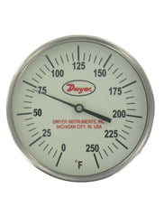 Dwyer GBTB56051 Glow-in-the-dark bimetal thermometer | range 0 to 250°F | 6" stem.  | Blackhawk Supply