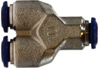 20553N | 1/4 PUSH-IN Y N-PLTD ADAPTER, Brass Fittings, Nickel Plated Push In Fittings, Union Y | Midland Metal Mfg.