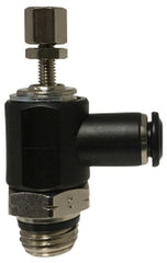 Midland Metal Mfg. 20785C 1/4 x 1/8 (P-IN X MIP ANGLE VLV METER OUT), Brass Fittings, Composite Body Push In Fittings, Meter Out Right Angle Flow Control  | Blackhawk Supply