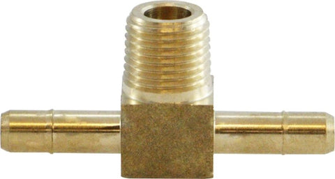 Midland Metal Mfg. 21193 1/4 X 1/4 X 1/8 M BR TEE, Brass Fittings, Single and Double Barb, Male Branch Tee   | Blackhawk Supply