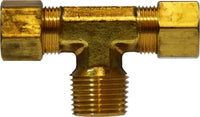 26293 | 5/16ODX1/8MIP TEE W/26004, Brass Fittings, Compression, Captive Sleeve Nut | Midland Metal Mfg.