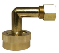 30056 | 3/8 COMP X FE. GDN HOSE ELL, Brass Fittings, Garden Hose, Dishwasher elbow 3/8 Comp x 3/4 FGH | Midland Metal Mfg.
