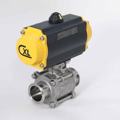 Chicago Valves P3666MMCE020DA80 2" DOUBLE ACTING PNEUMATICALLY ACTUATED TRI-CLAMP SANITARY BALL VALVE | SERIES 36  | Blackhawk Supply