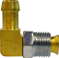 38874 | 3/8 HB X M INV FLARE SWVL ELB, Brass Fittings, Hose Barb, Inverted Flare Male Swivel 90 Degree Barbed Elbow | Midland Metal Mfg.