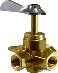 Midland Metal Mfg. 46251 1/4 FIP 3-WAY VALVE WF CLICK, Brass Fittings, Specialty Valves Brass Fittings, With Click 360 Degree 3 Way Ball Valve  | Blackhawk Supply