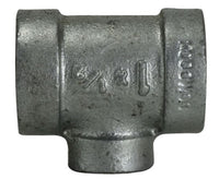 68286 | 3/4 X 1/2 300 PD GALV MALL RED TEE, Nipples and Fittings, Extra Heavy 300# Malleable Iron, Galvanized 300# Reducing Tee | Midland Metal Mfg.