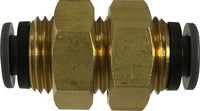 820600C | 3/8 D.O.T. P-IN BULKHEAD UNION COMPOSITE, Brass Fittings, DOT Composite Body Push-In, DOT Composite Style Bulkhead Union | Midland Metal Mfg.