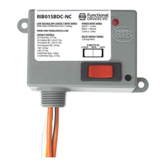 Functional Devices RIB01SBDC-NC Encl. Relay, Class 2 Dry Contact input,120Vac pwr, 20A SPST-NC + Override  | Blackhawk Supply