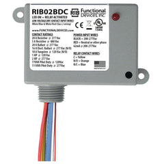 Functional Devices RIB02BDC Enclosed Relay, Class 2 Dry Contact input,208-277Vac pwr, 20A SPDT  | Blackhawk Supply