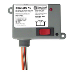 Functional Devices RIB02SBDC-NC Encl. Relay, Class 2 Dry Contact input,208-277Vac pwr, 20A SPST-N/C + Override  | Blackhawk Supply