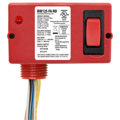 Functional Devices RIB12S-FA-RD Enclosed Relay 10A SPST 12Vac/dc + Override; Polarized Red Hsg  | Blackhawk Supply