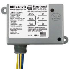 Functional Devices RIB2402B Enclosed Relay 20Amp SPDT 24Vac/dc/208-277Vac  | Blackhawk Supply