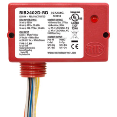 Functional Devices RIB2402D-RD Enclosed Relay 10Amp DPDT 24Vac/dc/208-277Vac Red Hsg  | Blackhawk Supply