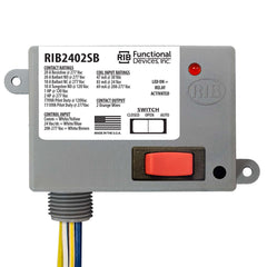 Functional Devices RIB2402SB Enclosed Relay 20Amp SPST-NO + Override 24Vac/dc/208-277Vac  | Blackhawk Supply