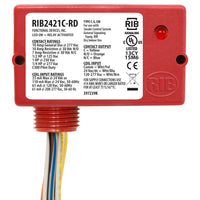 RIB2421C-RD | Enclosed Relay 10Amp SPDT 24Vac/dc/120-277Vac Red Hsg | Functional Devices