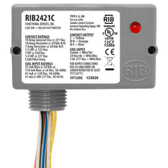 Functional Devices RIB2421C Enclosed Relay 10Amp SPDT 24Vac/dc/120-277Vac  | Blackhawk Supply