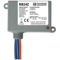 Functional Devices RIB24Z Enclosed Relay 30Amp SPST-NO + SPST-NC 24Vac/dc  | Blackhawk Supply